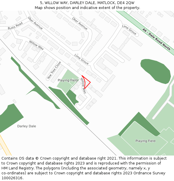 5, WILLOW WAY, DARLEY DALE, MATLOCK, DE4 2QW: Location map and indicative extent of plot
