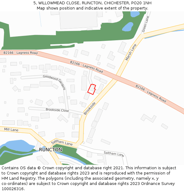 5, WILLOWMEAD CLOSE, RUNCTON, CHICHESTER, PO20 1NH: Location map and indicative extent of plot