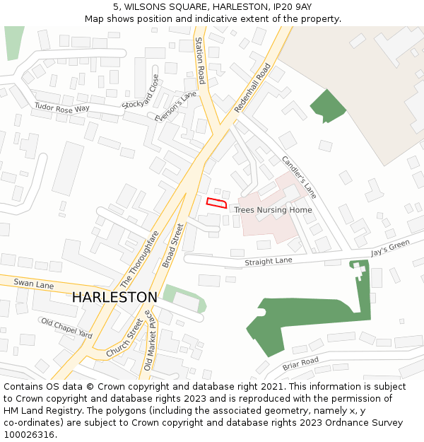 5, WILSONS SQUARE, HARLESTON, IP20 9AY: Location map and indicative extent of plot