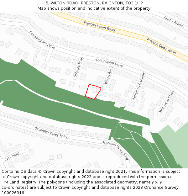 5, WILTON ROAD, PRESTON, PAIGNTON, TQ3 1HP: Location map and indicative extent of plot