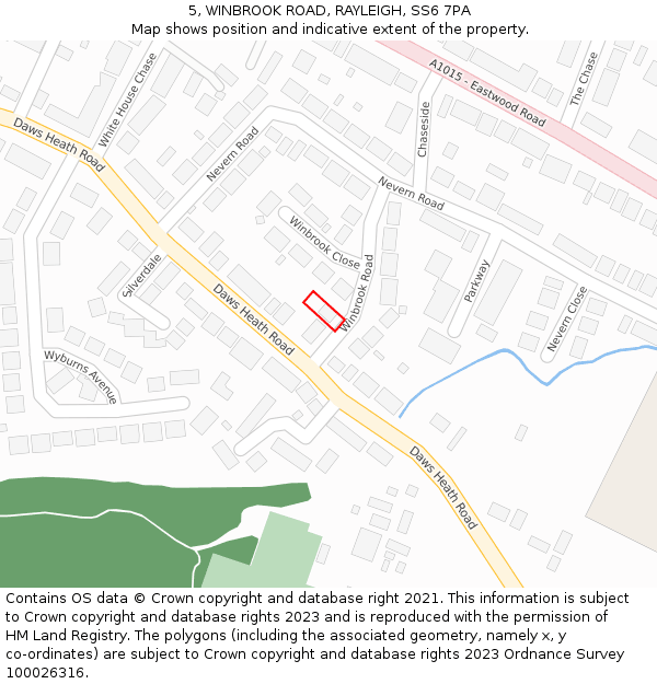 5, WINBROOK ROAD, RAYLEIGH, SS6 7PA: Location map and indicative extent of plot