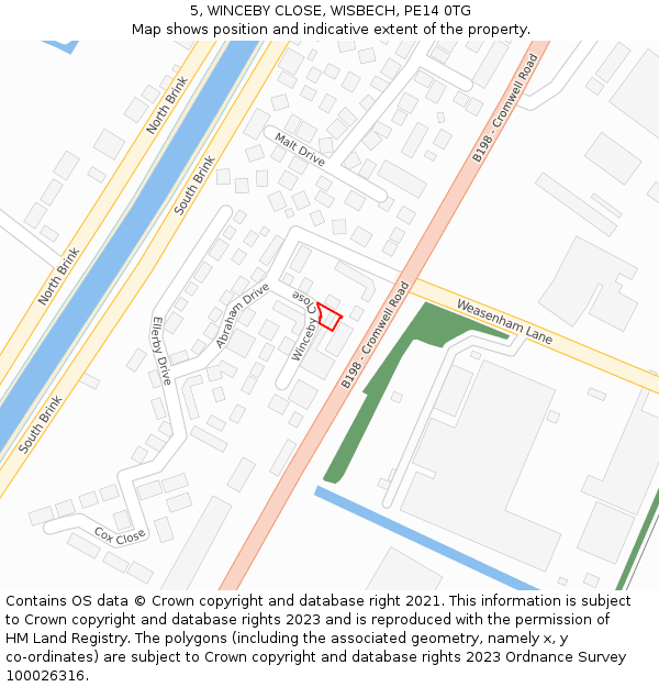 5, WINCEBY CLOSE, WISBECH, PE14 0TG: Location map and indicative extent of plot