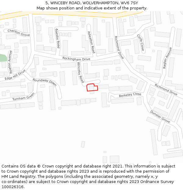 5, WINCEBY ROAD, WOLVERHAMPTON, WV6 7SY: Location map and indicative extent of plot