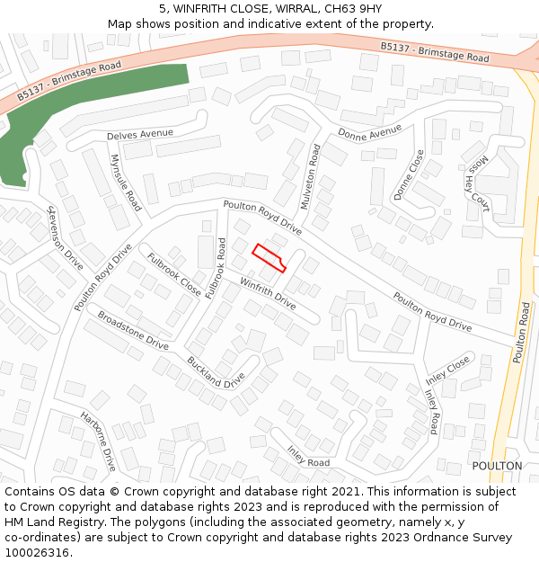 5, WINFRITH CLOSE, WIRRAL, CH63 9HY: Location map and indicative extent of plot