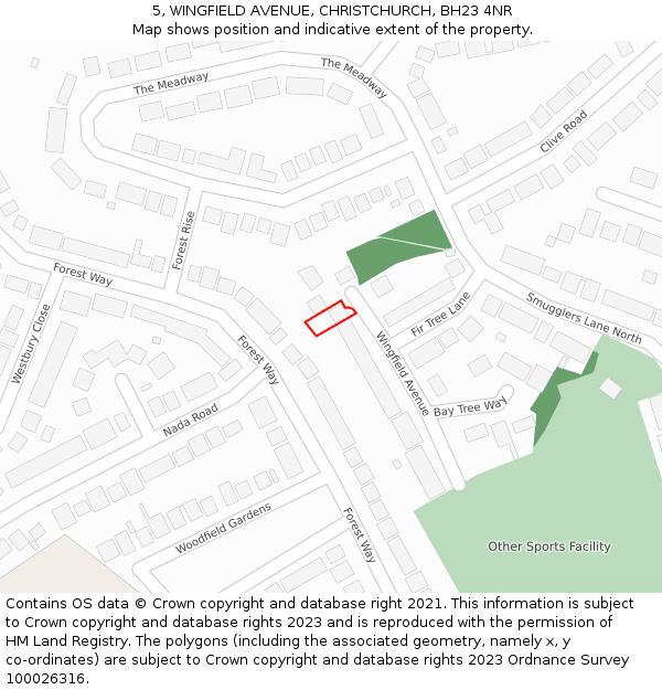 5, WINGFIELD AVENUE, CHRISTCHURCH, BH23 4NR: Location map and indicative extent of plot