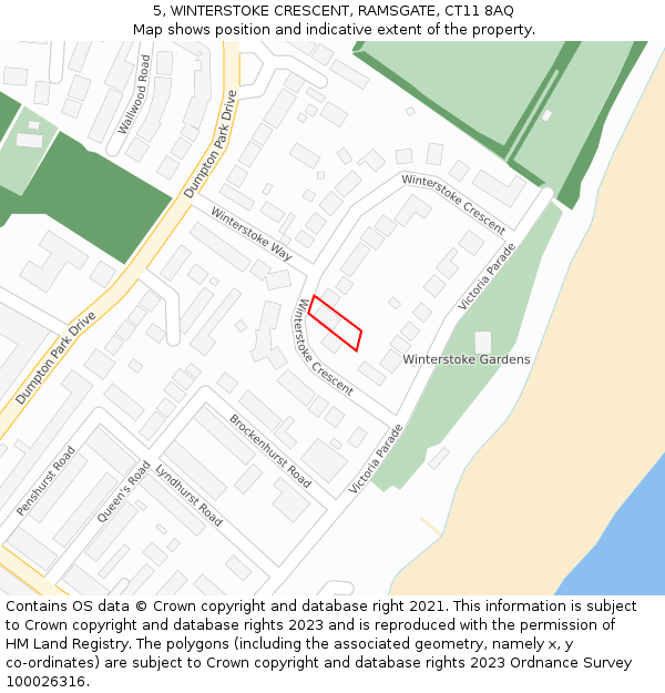 5, WINTERSTOKE CRESCENT, RAMSGATE, CT11 8AQ: Location map and indicative extent of plot