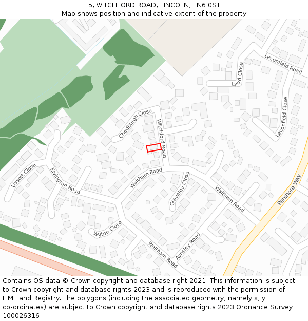 5, WITCHFORD ROAD, LINCOLN, LN6 0ST: Location map and indicative extent of plot