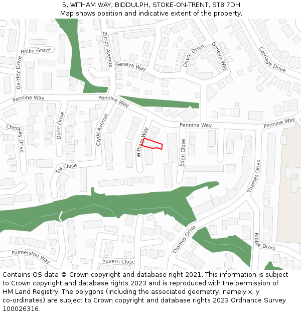 5, WITHAM WAY, BIDDULPH, STOKE-ON-TRENT, ST8 7DH: Location map and indicative extent of plot