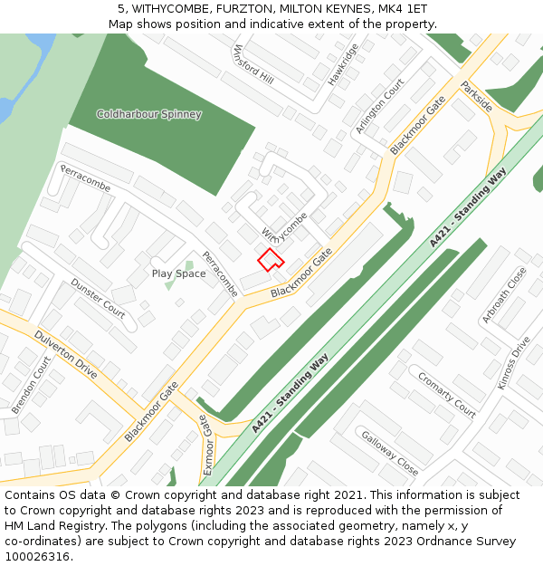 5, WITHYCOMBE, FURZTON, MILTON KEYNES, MK4 1ET: Location map and indicative extent of plot