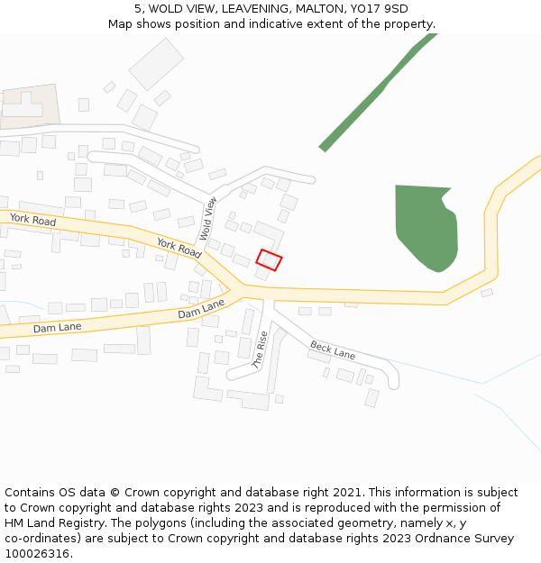 5, WOLD VIEW, LEAVENING, MALTON, YO17 9SD: Location map and indicative extent of plot