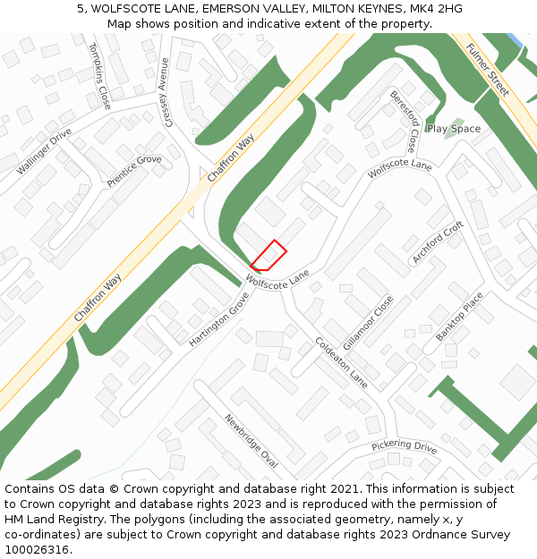 5, WOLFSCOTE LANE, EMERSON VALLEY, MILTON KEYNES, MK4 2HG: Location map and indicative extent of plot