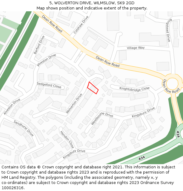 5, WOLVERTON DRIVE, WILMSLOW, SK9 2GD: Location map and indicative extent of plot