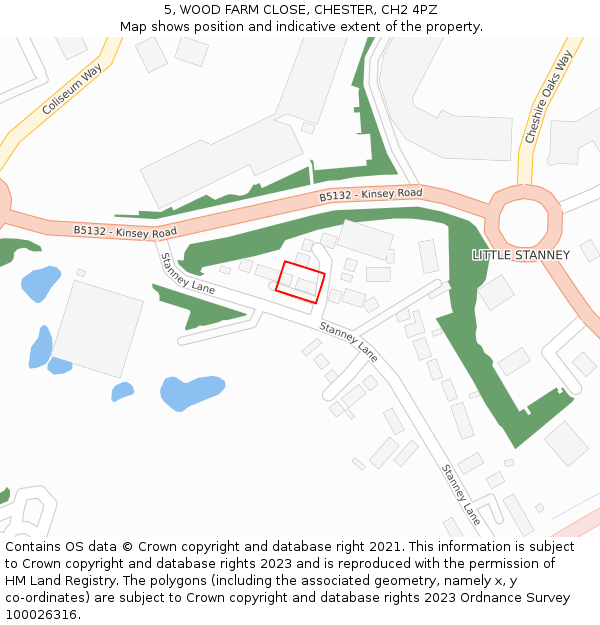 5, WOOD FARM CLOSE, CHESTER, CH2 4PZ: Location map and indicative extent of plot
