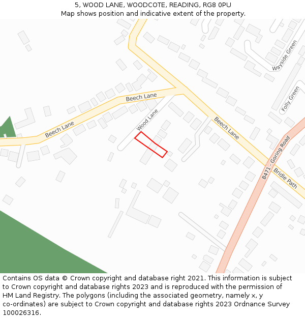 5, WOOD LANE, WOODCOTE, READING, RG8 0PU: Location map and indicative extent of plot