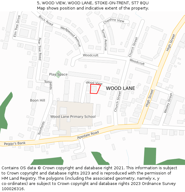 5, WOOD VIEW, WOOD LANE, STOKE-ON-TRENT, ST7 8QU: Location map and indicative extent of plot