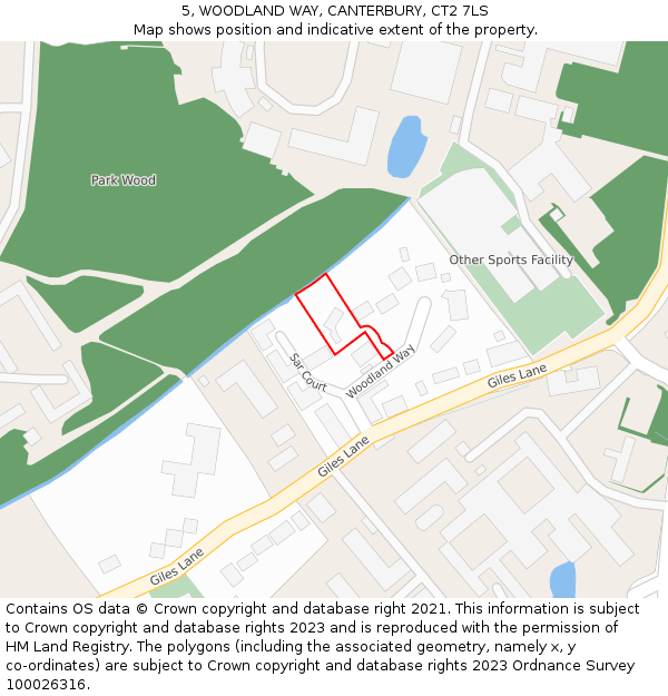 5, WOODLAND WAY, CANTERBURY, CT2 7LS: Location map and indicative extent of plot