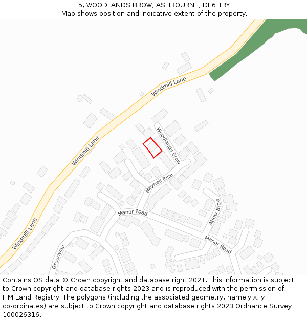 5, WOODLANDS BROW, ASHBOURNE, DE6 1RY: Location map and indicative extent of plot