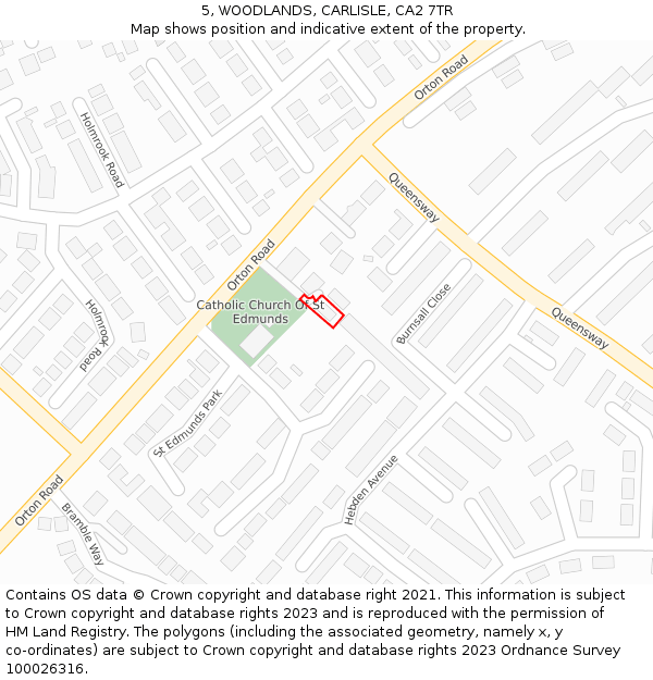 5, WOODLANDS, CARLISLE, CA2 7TR: Location map and indicative extent of plot