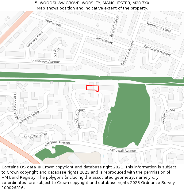 5, WOODSHAW GROVE, WORSLEY, MANCHESTER, M28 7XX: Location map and indicative extent of plot