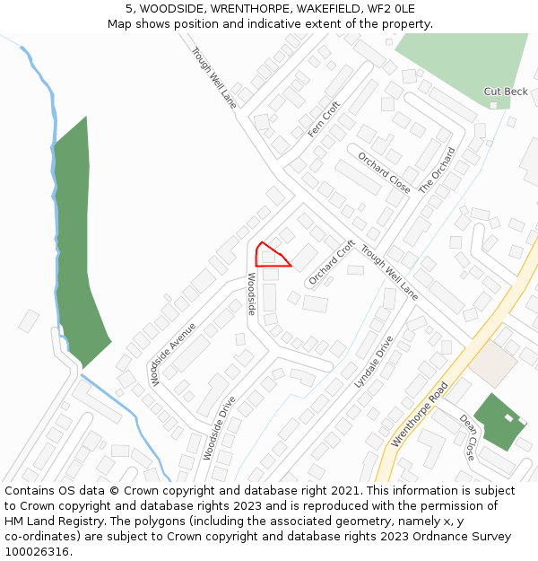 5, WOODSIDE, WRENTHORPE, WAKEFIELD, WF2 0LE: Location map and indicative extent of plot