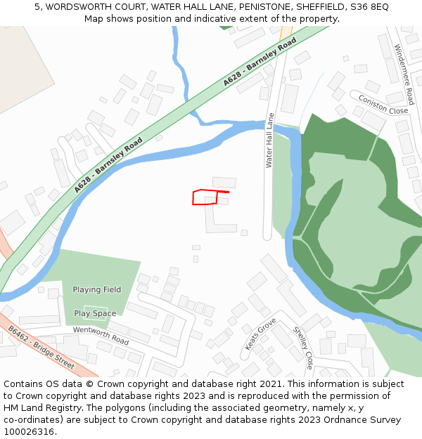 5, WORDSWORTH COURT, WATER HALL LANE, PENISTONE, SHEFFIELD, S36 8EQ: Location map and indicative extent of plot