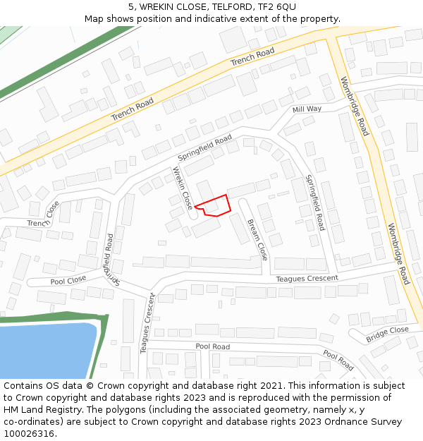 5, WREKIN CLOSE, TELFORD, TF2 6QU: Location map and indicative extent of plot