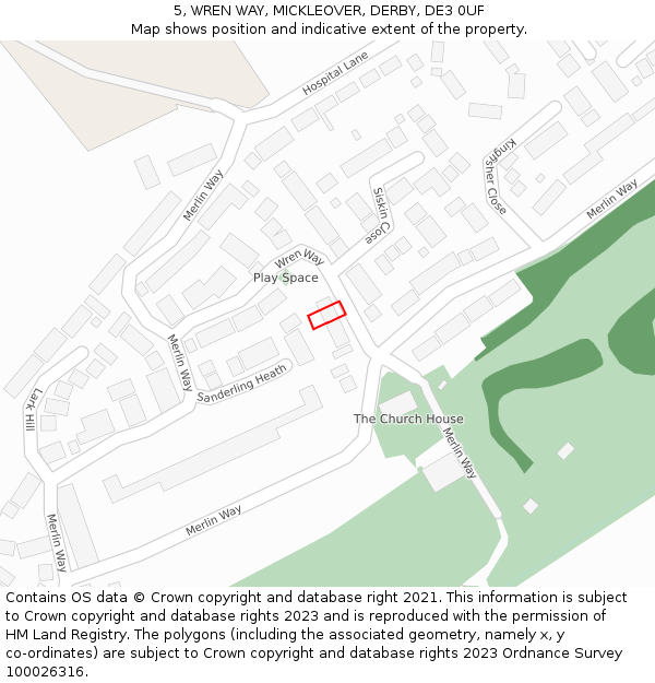 5, WREN WAY, MICKLEOVER, DERBY, DE3 0UF: Location map and indicative extent of plot