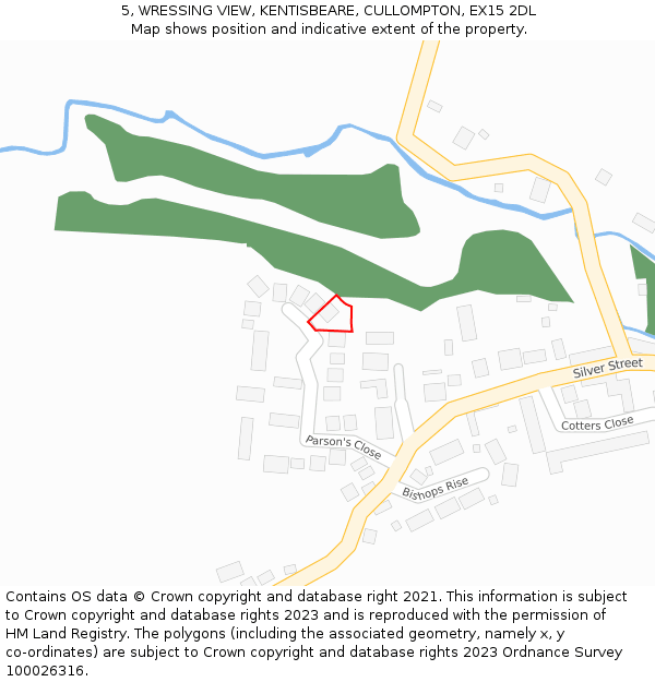 5, WRESSING VIEW, KENTISBEARE, CULLOMPTON, EX15 2DL: Location map and indicative extent of plot