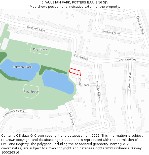 5, WULSTAN PARK, POTTERS BAR, EN6 5JN: Location map and indicative extent of plot