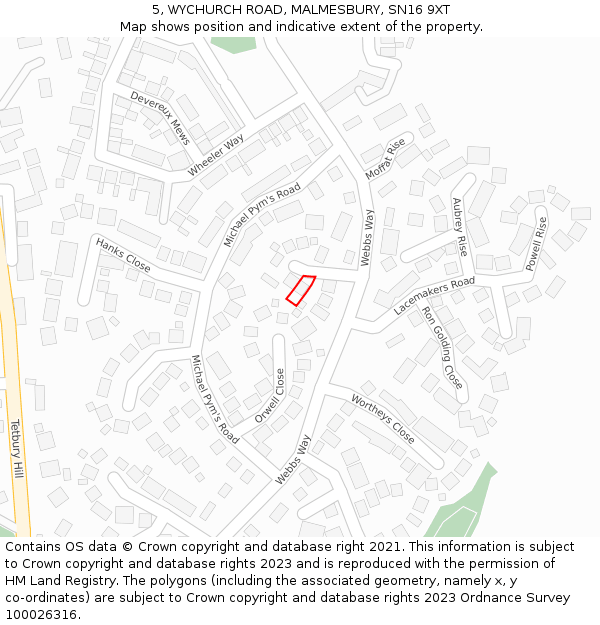 5, WYCHURCH ROAD, MALMESBURY, SN16 9XT: Location map and indicative extent of plot