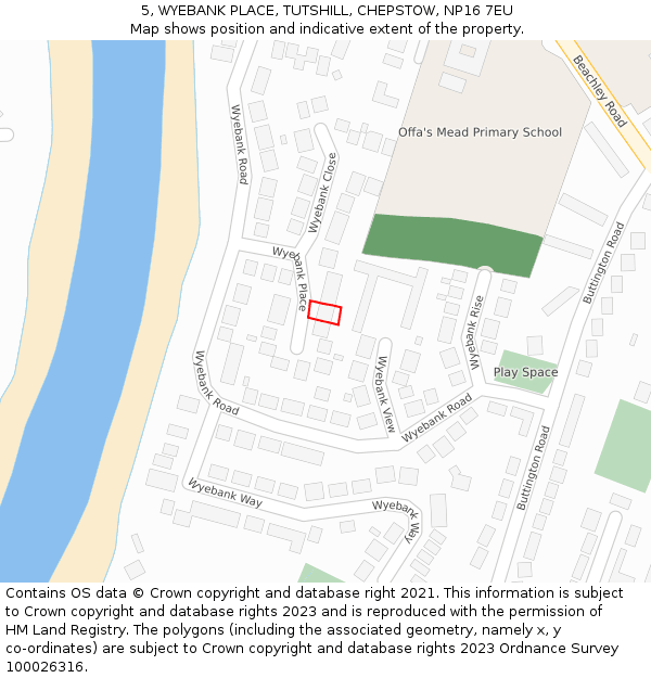 5, WYEBANK PLACE, TUTSHILL, CHEPSTOW, NP16 7EU: Location map and indicative extent of plot