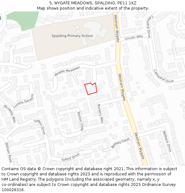 5, WYGATE MEADOWS, SPALDING, PE11 1XZ: Location map and indicative extent of plot