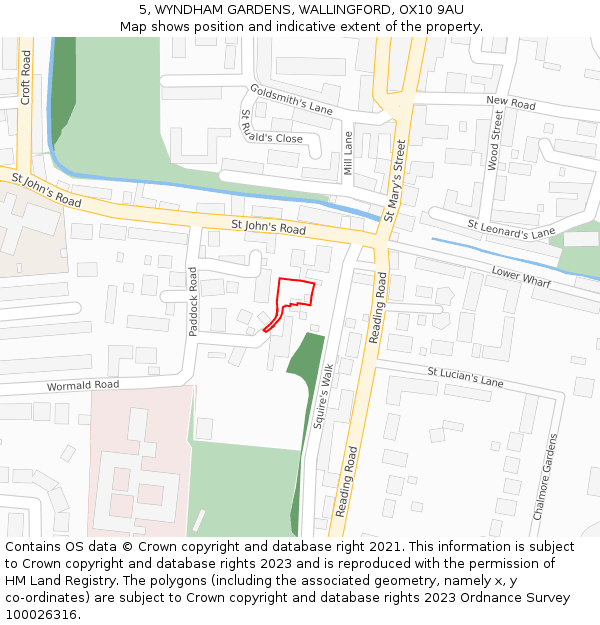 5, WYNDHAM GARDENS, WALLINGFORD, OX10 9AU: Location map and indicative extent of plot