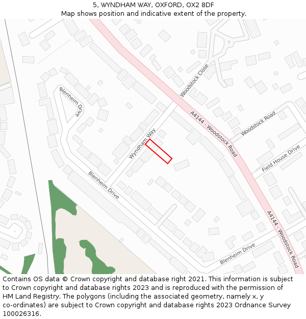 5, WYNDHAM WAY, OXFORD, OX2 8DF: Location map and indicative extent of plot