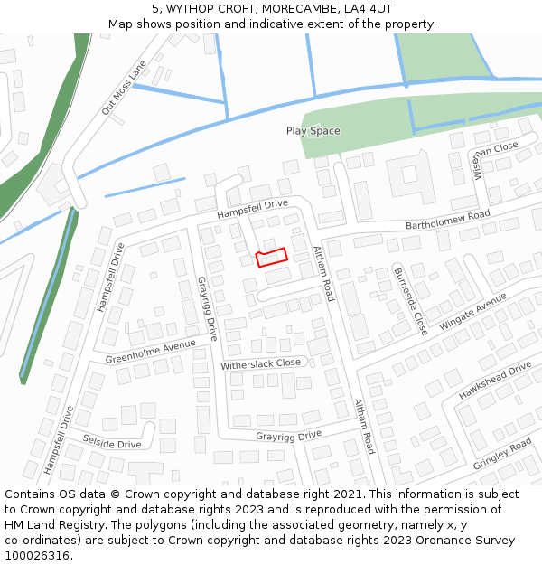 5, WYTHOP CROFT, MORECAMBE, LA4 4UT: Location map and indicative extent of plot