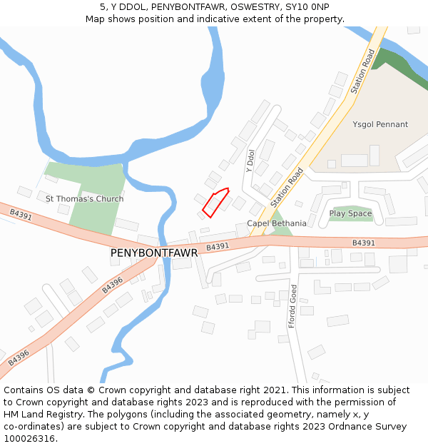 5, Y DDOL, PENYBONTFAWR, OSWESTRY, SY10 0NP: Location map and indicative extent of plot