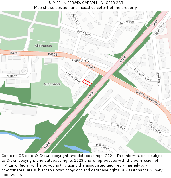 5, Y FELIN FFRWD, CAERPHILLY, CF83 2RB: Location map and indicative extent of plot
