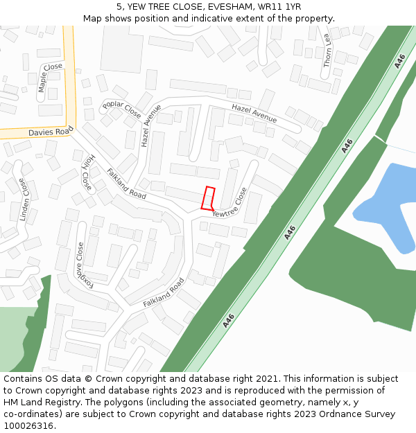 5, YEW TREE CLOSE, EVESHAM, WR11 1YR: Location map and indicative extent of plot