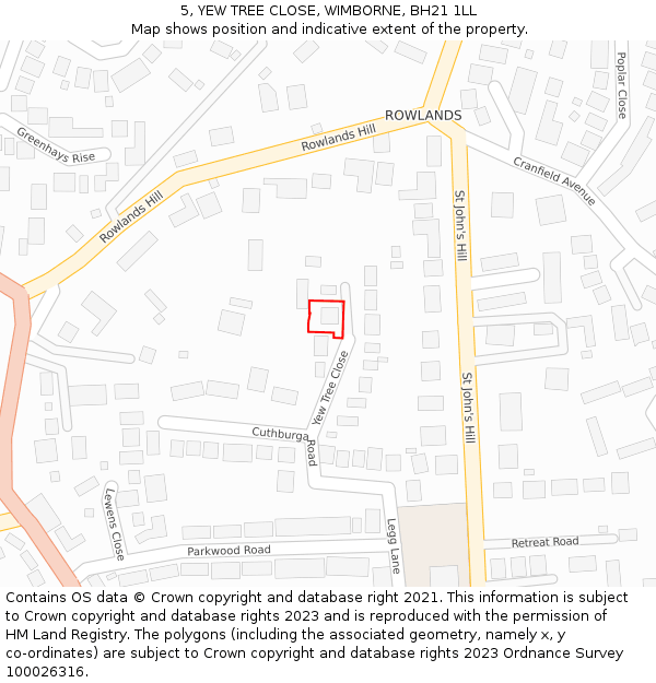 5, YEW TREE CLOSE, WIMBORNE, BH21 1LL: Location map and indicative extent of plot