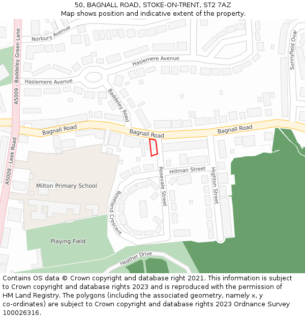 50, BAGNALL ROAD, STOKE-ON-TRENT, ST2 7AZ: Location map and indicative extent of plot