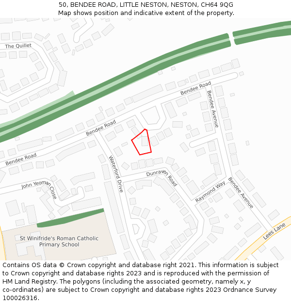 50, BENDEE ROAD, LITTLE NESTON, NESTON, CH64 9QG: Location map and indicative extent of plot