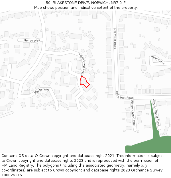 50, BLAKESTONE DRIVE, NORWICH, NR7 0LF: Location map and indicative extent of plot