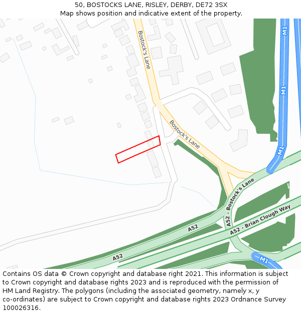 50, BOSTOCKS LANE, RISLEY, DERBY, DE72 3SX: Location map and indicative extent of plot