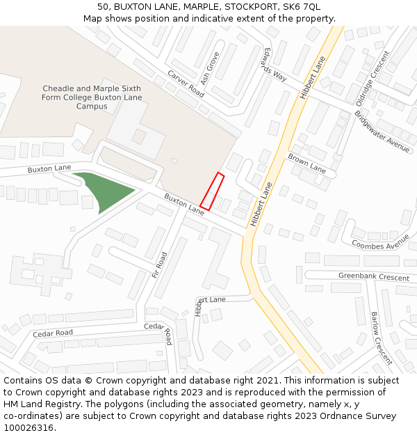 50, BUXTON LANE, MARPLE, STOCKPORT, SK6 7QL: Location map and indicative extent of plot