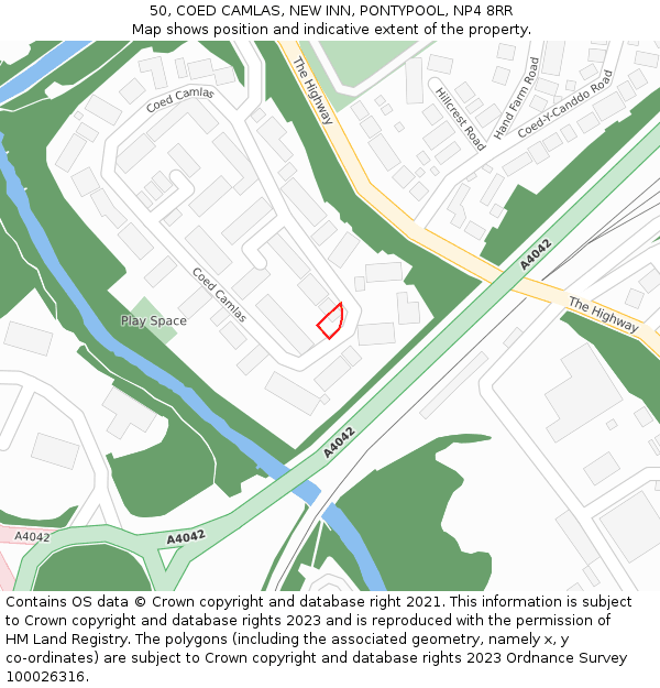 50, COED CAMLAS, NEW INN, PONTYPOOL, NP4 8RR: Location map and indicative extent of plot