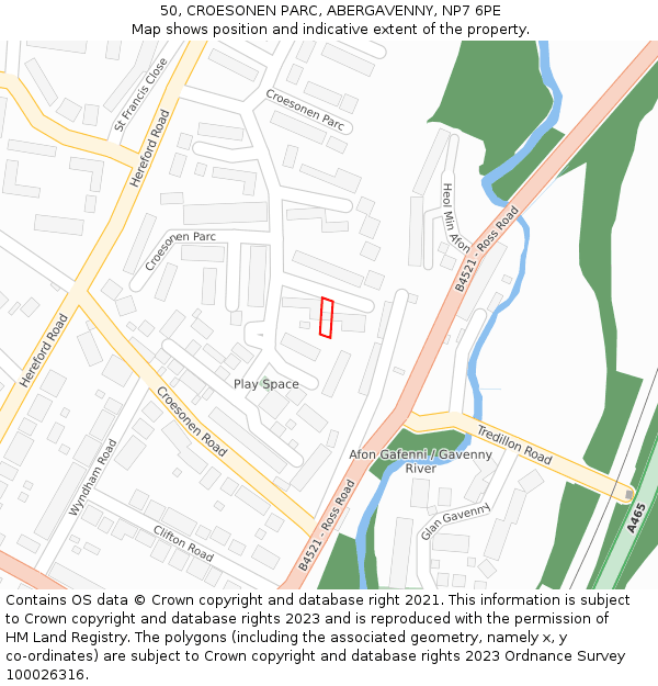50, CROESONEN PARC, ABERGAVENNY, NP7 6PE: Location map and indicative extent of plot