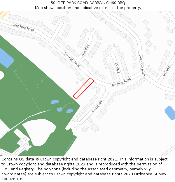 50, DEE PARK ROAD, WIRRAL, CH60 3RQ: Location map and indicative extent of plot