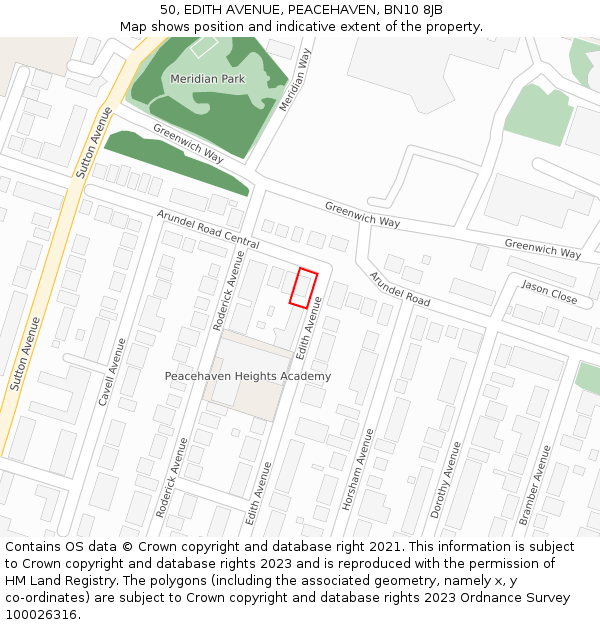 50, EDITH AVENUE, PEACEHAVEN, BN10 8JB: Location map and indicative extent of plot