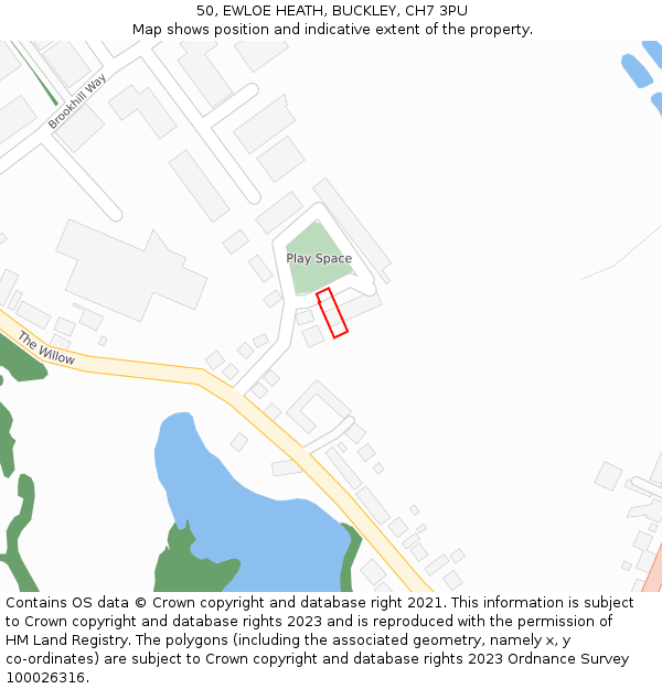 50, EWLOE HEATH, BUCKLEY, CH7 3PU: Location map and indicative extent of plot