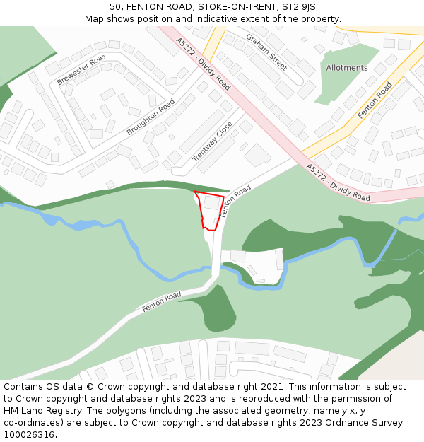 50, FENTON ROAD, STOKE-ON-TRENT, ST2 9JS: Location map and indicative extent of plot